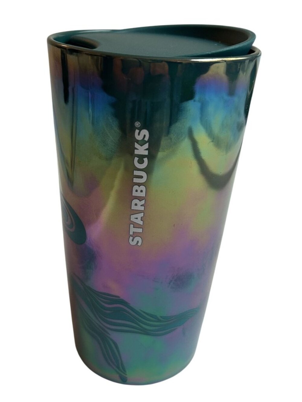 Starbucks 2023 Teal Blue Iridescent Siren Ceramic Travel Tumbler 12oz Mermaid De